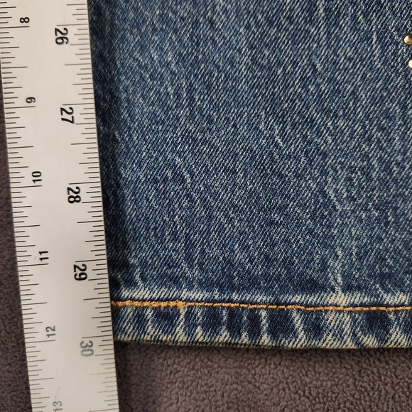 Levis 501 Curve Jeans Womens 25x30 Blue High Rise Straight Denim Embellished - Picture 11 of 12
